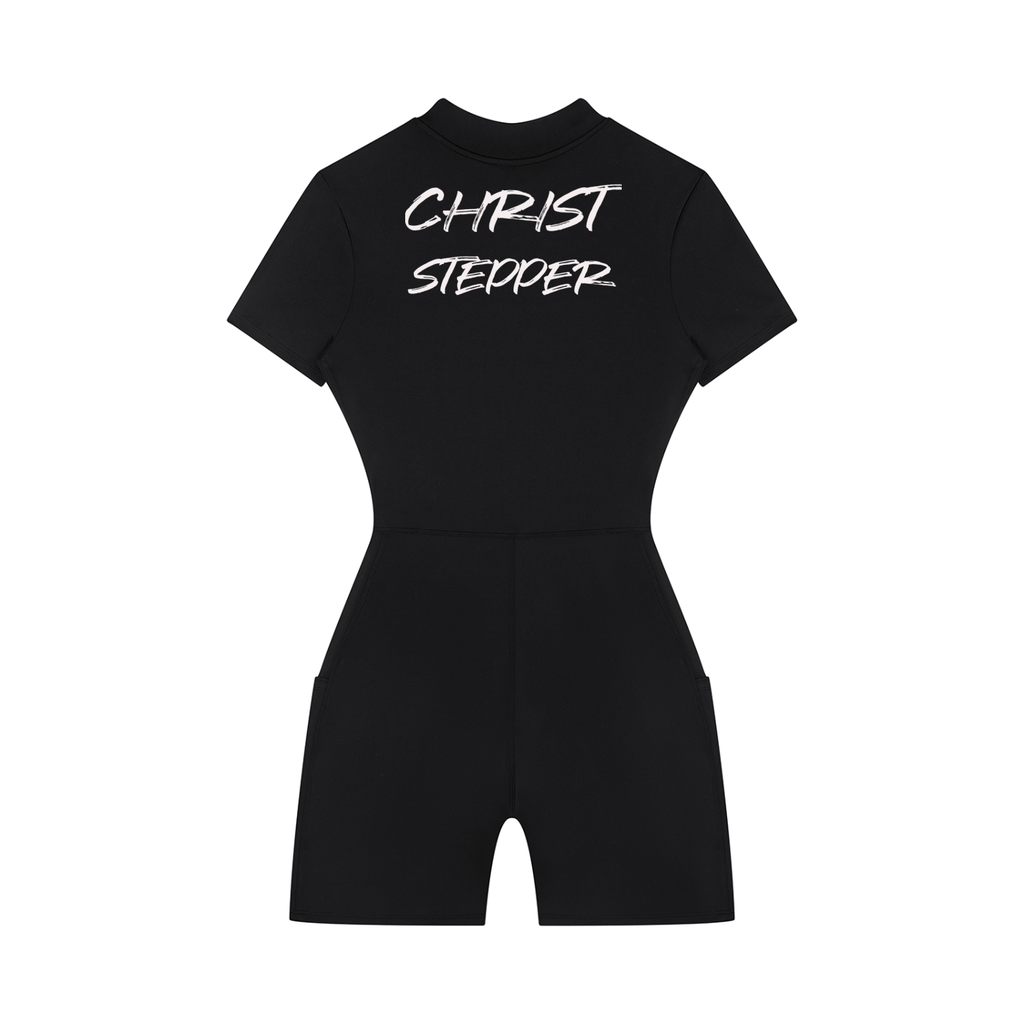 Women's Quarter-Zip Short Sleeve Romper