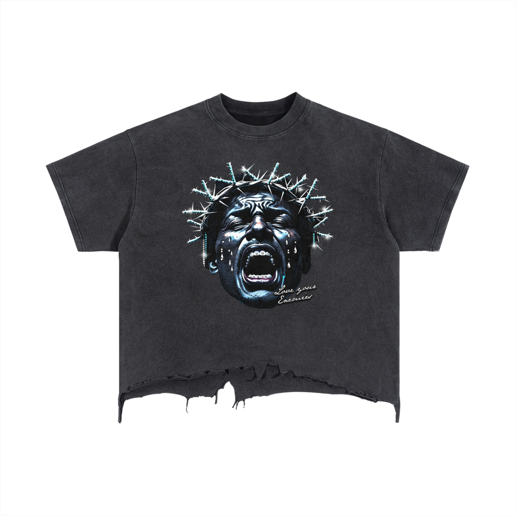Vintage Wash Boxy Distressed Hem T-Shirt