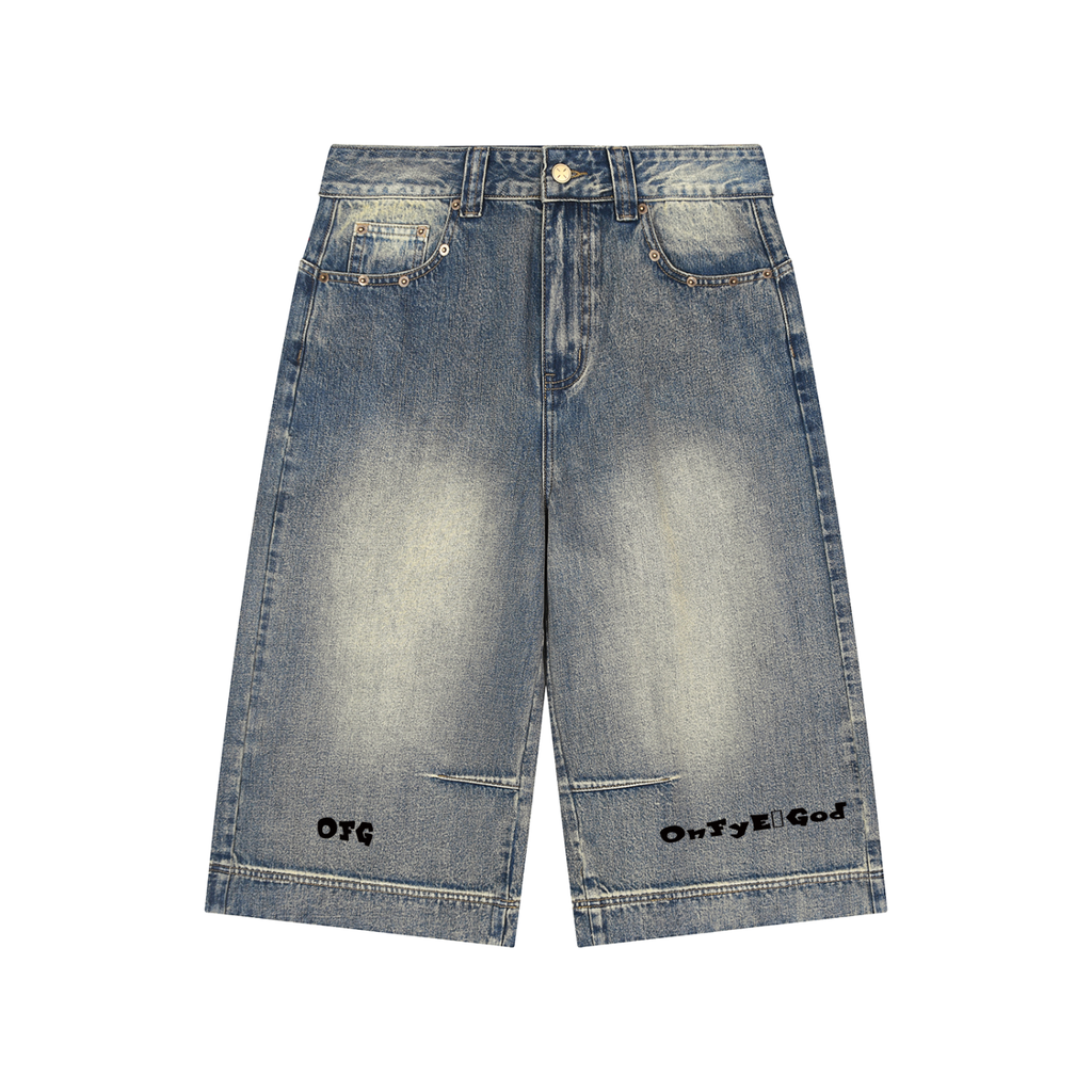 Vintage Wash Baggy Denim Shorts