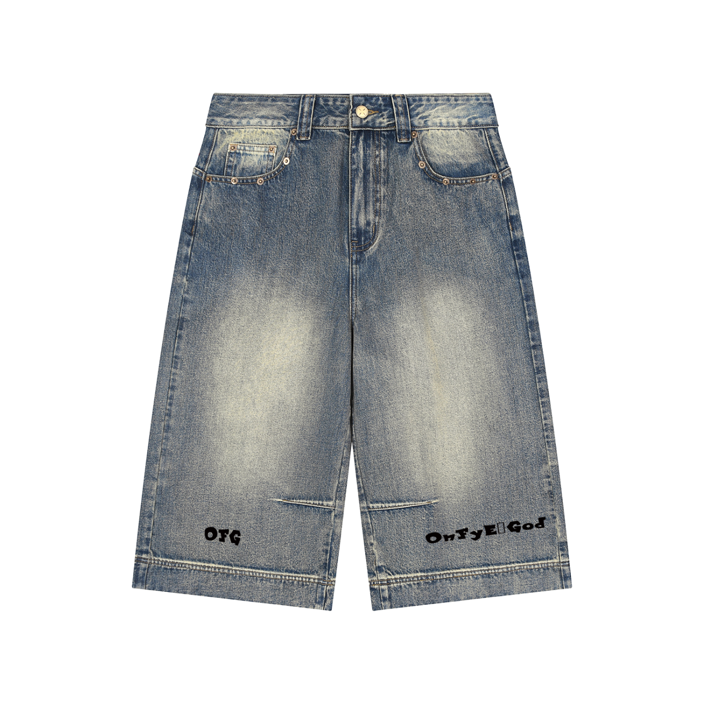 Vintage Wash Baggy Denim Shorts