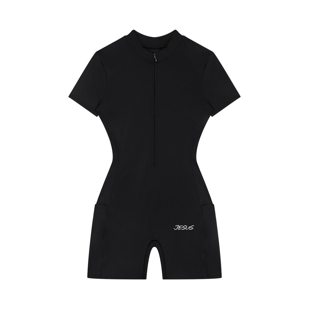 Women's Quarter-Zip Short Sleeve Romper